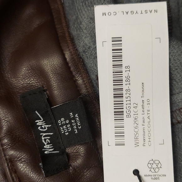 NASTY GAL Premium Faux Leather High Waisted Trouser in Chocolate Brown - Picture 12 of 15